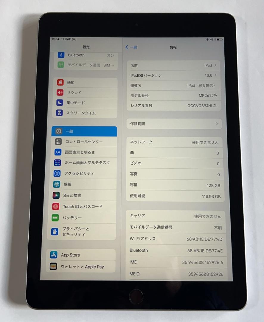 IPad 5th WiFi + Cellular 128GB グレー