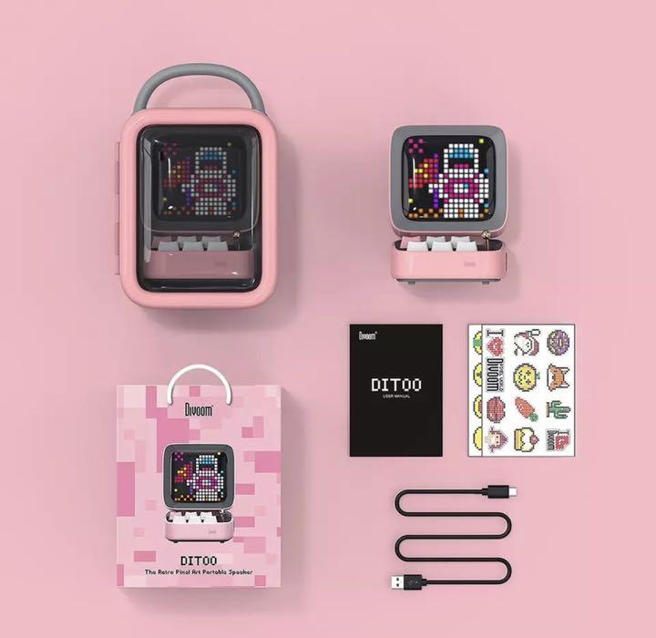 新作大得価 Divoom DITOO-PLUS ピンク Bluetoothスピーカー EbPNg-m80408450603 超歓迎新品