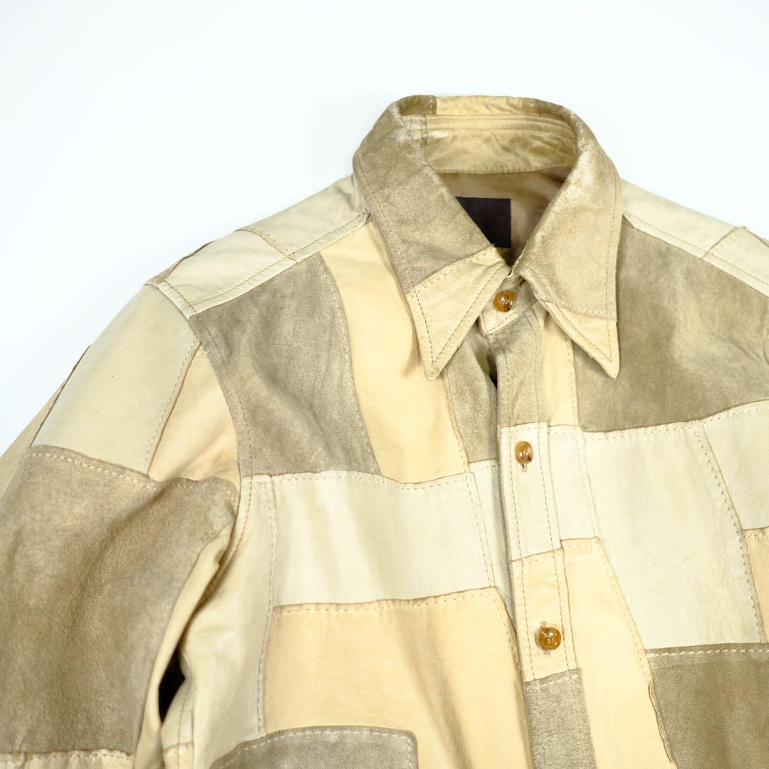 1990s TAKEO KIKUCHI パッチワークレザーシャツ　ジャケット