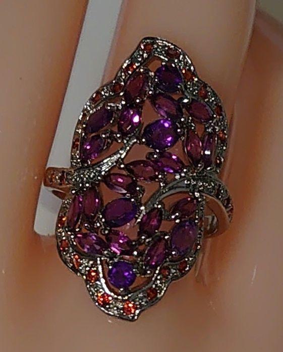 天然アメジスト&サファイア&ガーネット5.00ct Silver925リング