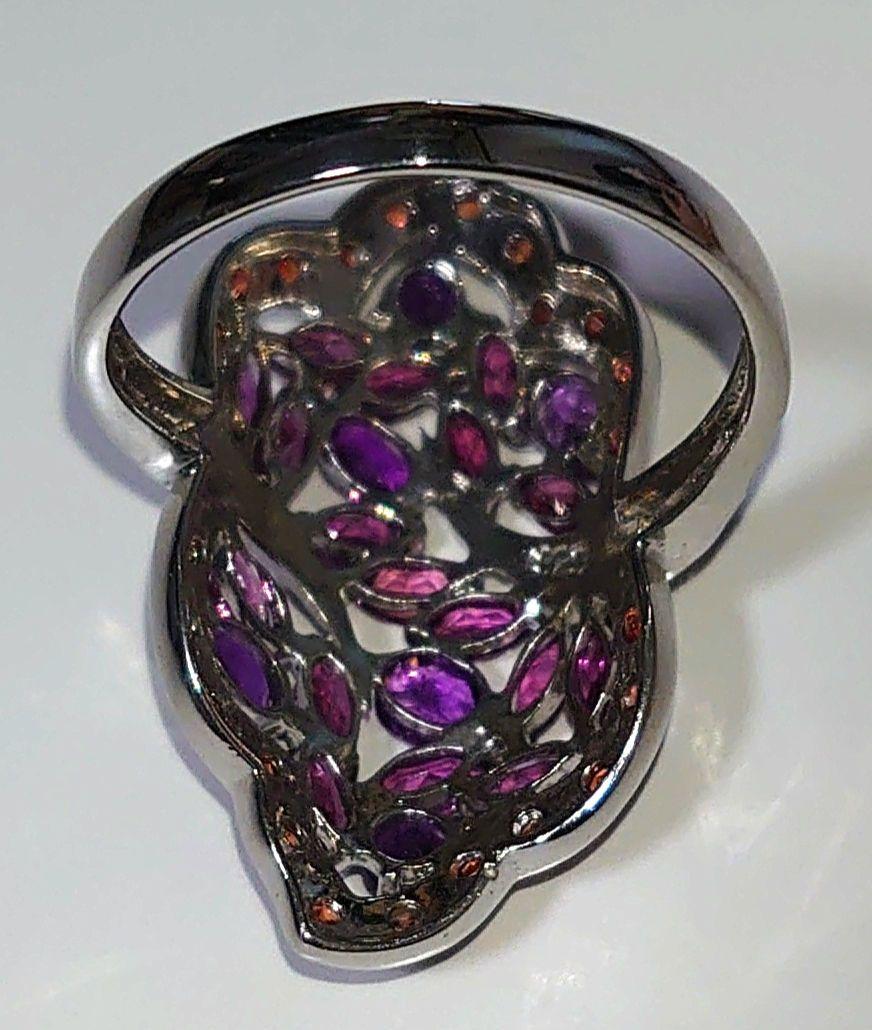 天然アメジスト&サファイア&ガーネット5.00ct Silver925リング