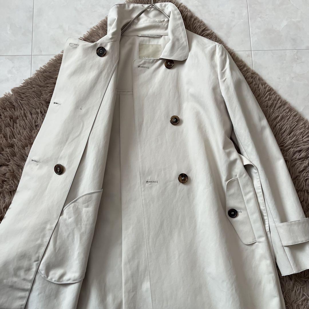 S Max Mara トレンチコート　ベルト付　コットン　アイボリー　38M相当
