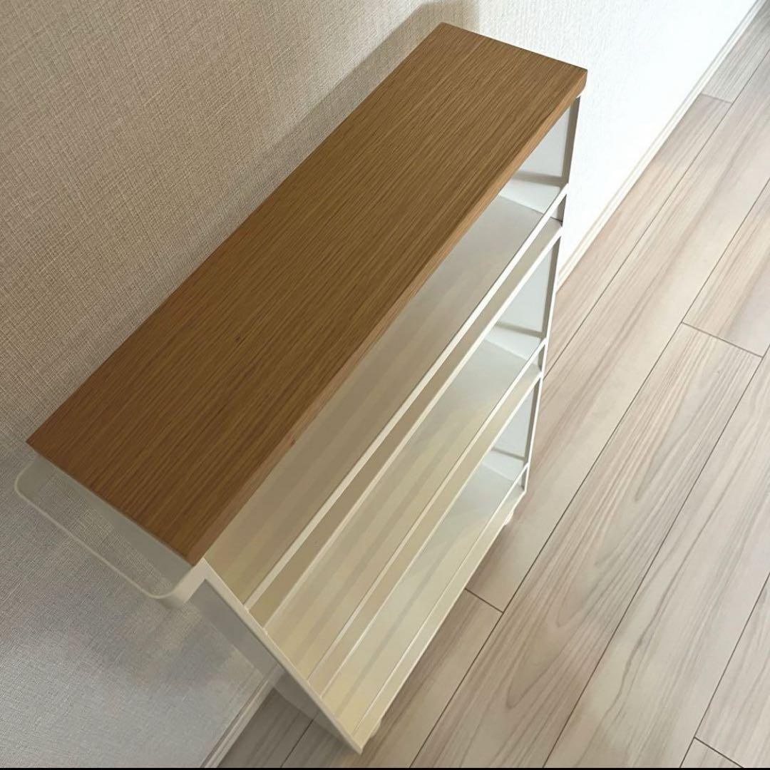 tower ハンドル付きスリムワゴン 収納 ラック キッチン ホワイト　山崎実業