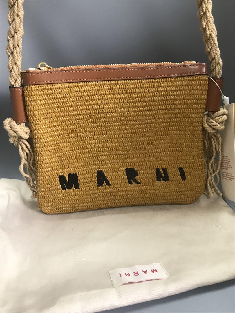 新品 ＭARNI マルニ ブラウンロープハンドル付きMARCELサマーバッグ