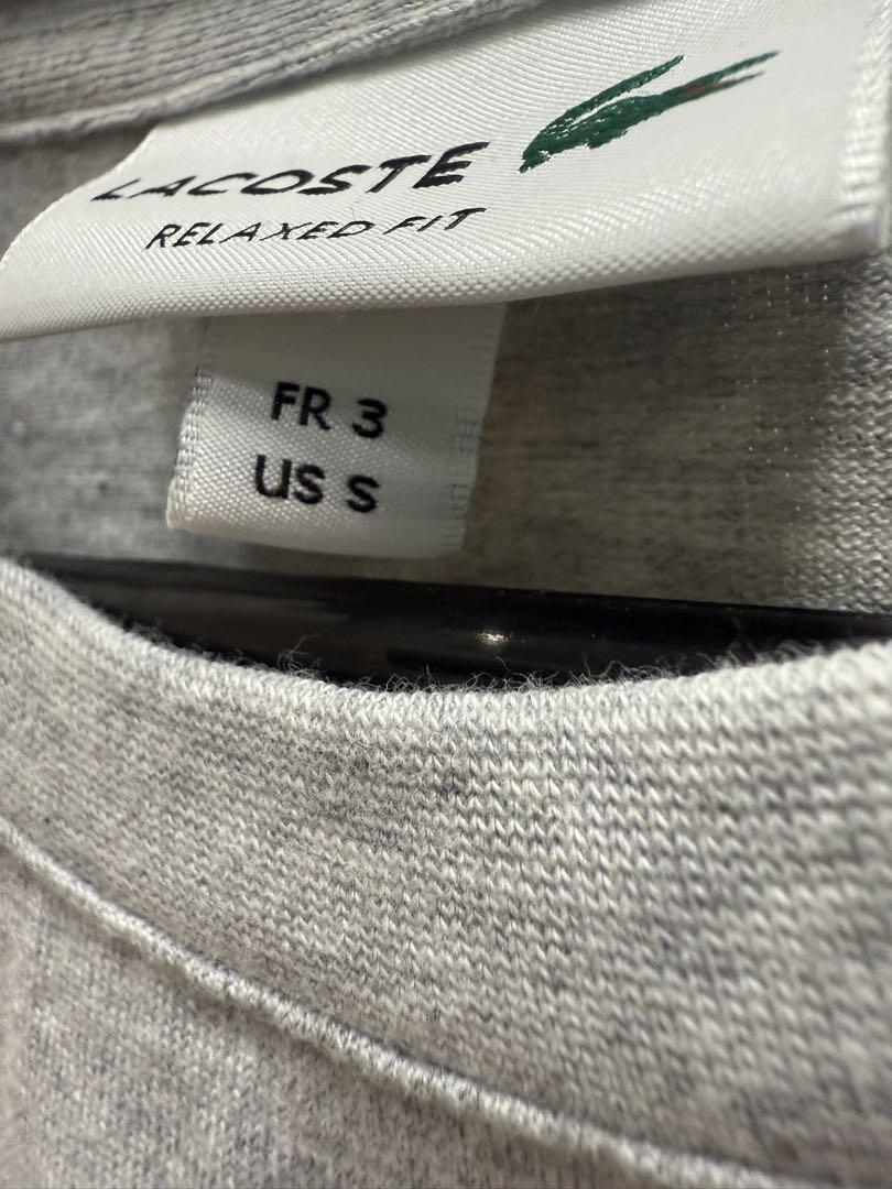 LACOSTE 長袖カットソー US S グレー　タイムラインクロック