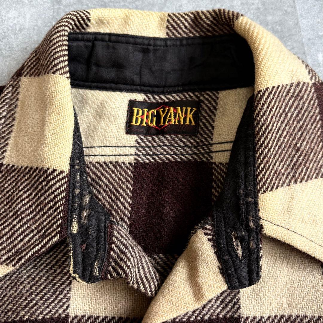 【好配色】40s ビッグヤンク ウールシャツ ブロックチェック マチ付き
