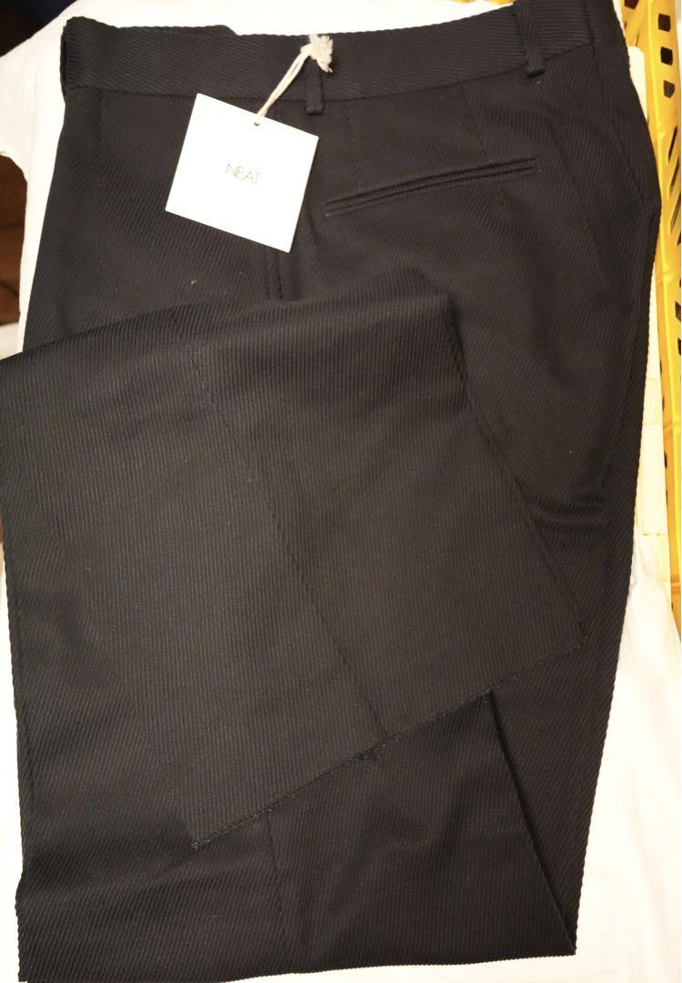激安店舗 パンツ neat コットンカルゼ 未裾上げ ワイド ネイビー 46 決算大セール パンツ ネイビー NEAT スラックス
