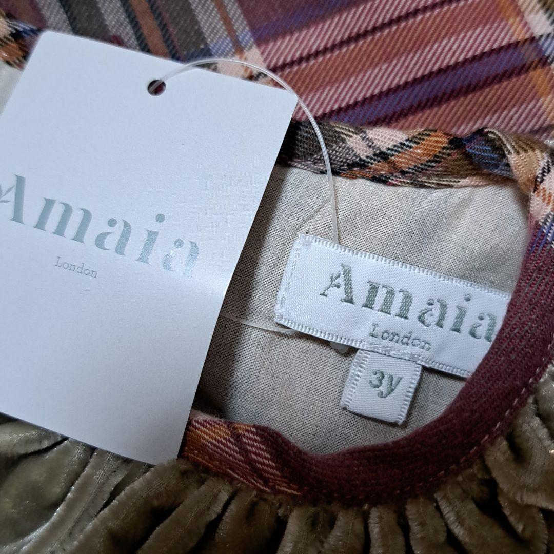 新品⭐️アマイア⭐️チェック柄ワンピース 100 秋冬