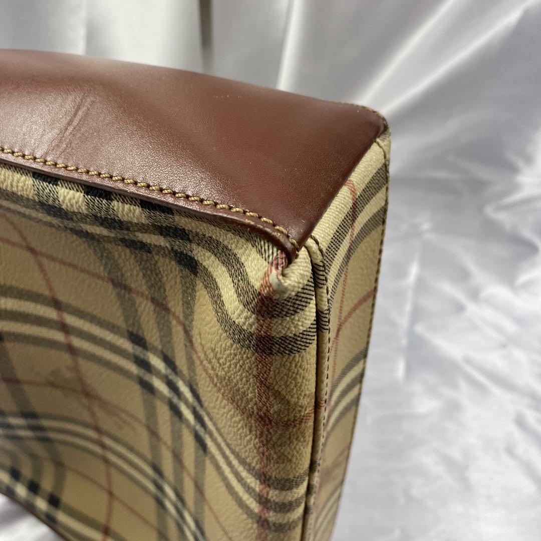 美品　Burberry チェック柄レザーショルダーバッグ