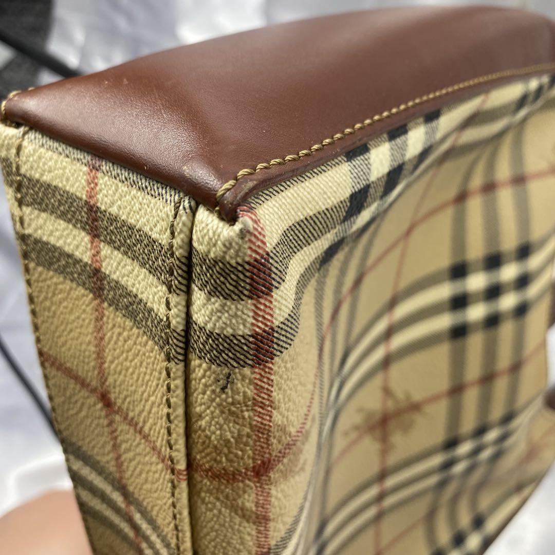 美品　Burberry チェック柄レザーショルダーバッグ