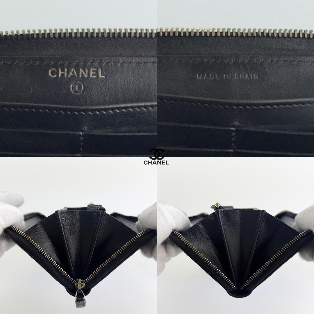 美品　CHANEL マトラッセ　キャビアスキン　ラウンドファスナー　長財布
