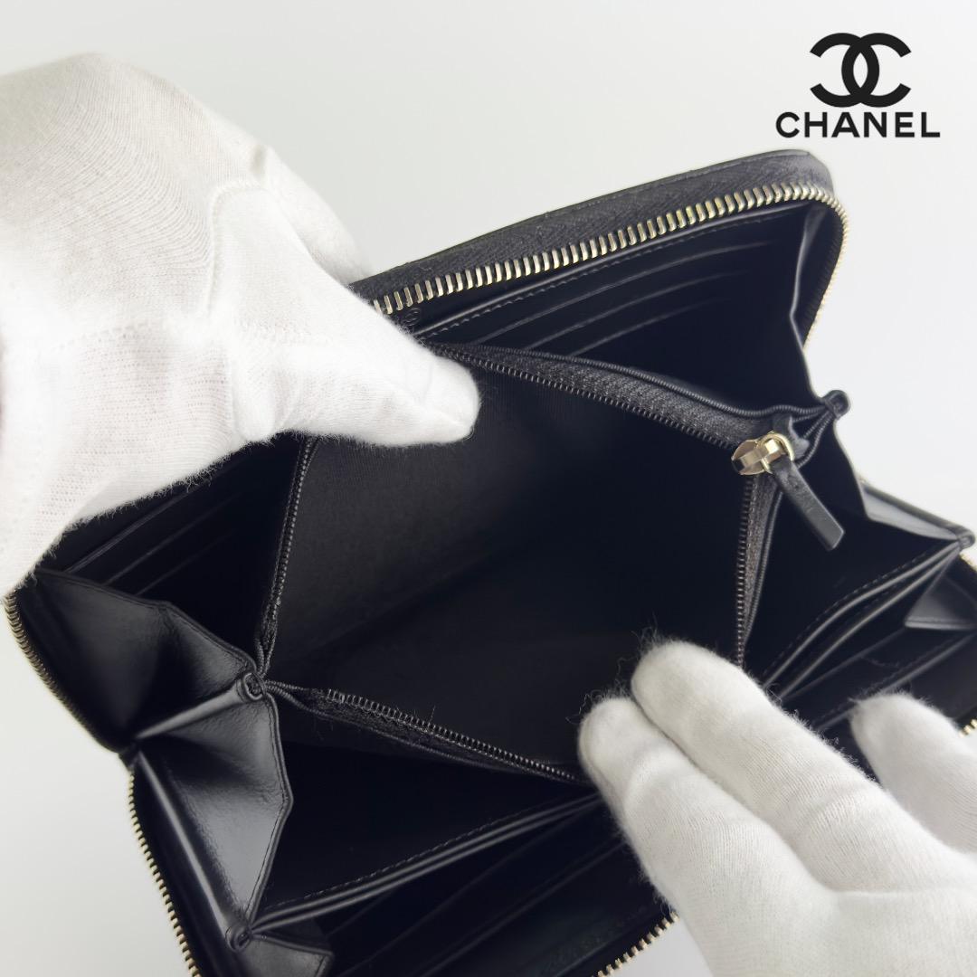 美品　CHANEL マトラッセ　キャビアスキン　ラウンドファスナー　長財布