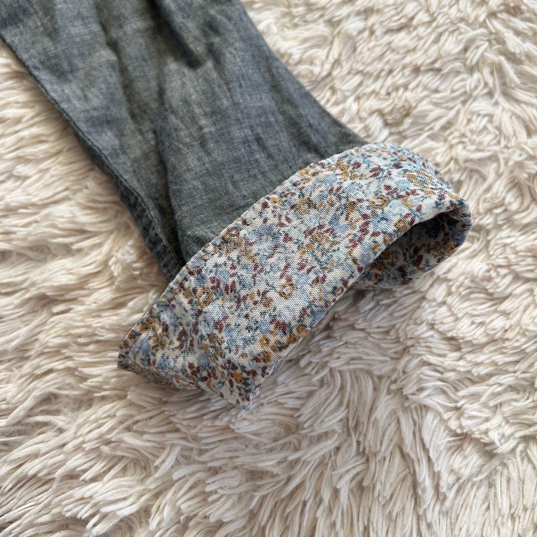 45R ダンガリーデニム　二重織　シャツ　ワンピース　スナップボタン　刺繍