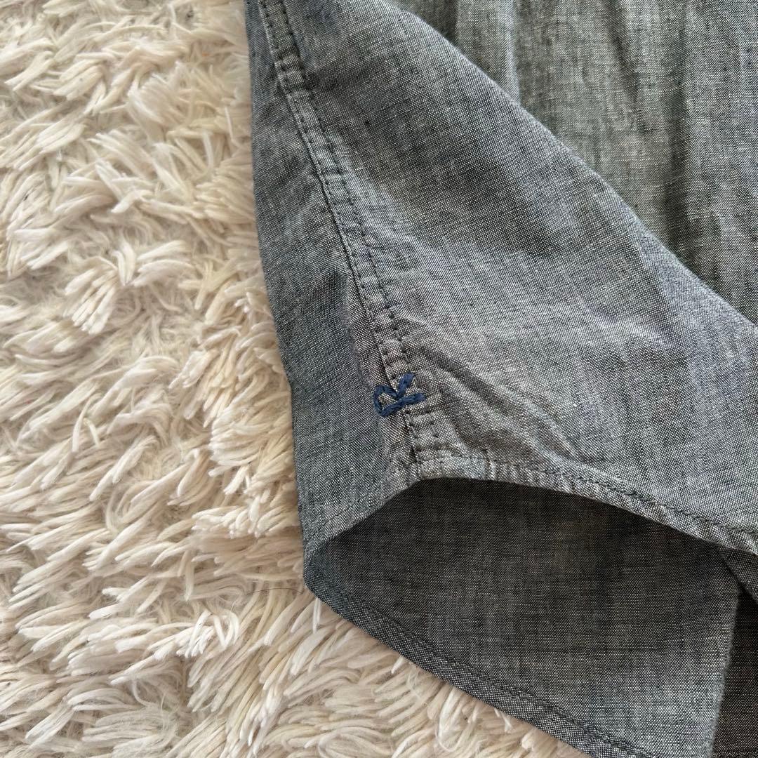 45R ダンガリーデニム　二重織　シャツ　ワンピース　スナップボタン　刺繍