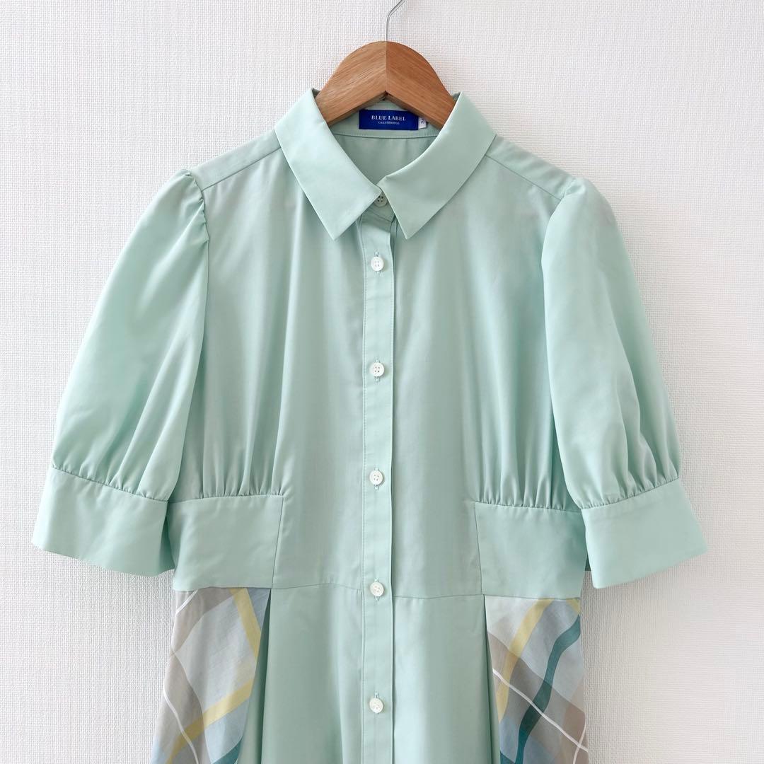 マイクロスパンポプリンシャツドレスS BLUE