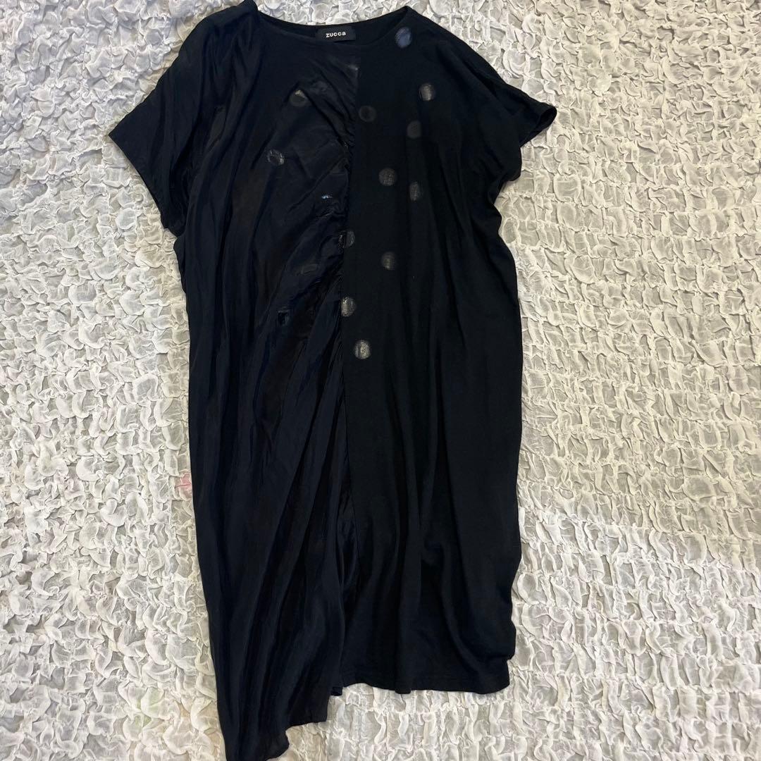 ズッカzucca 異素材MIX ワンピース 黒 オーバーサイズ 変形 SIZE zucca DECORATOM_COM_BR