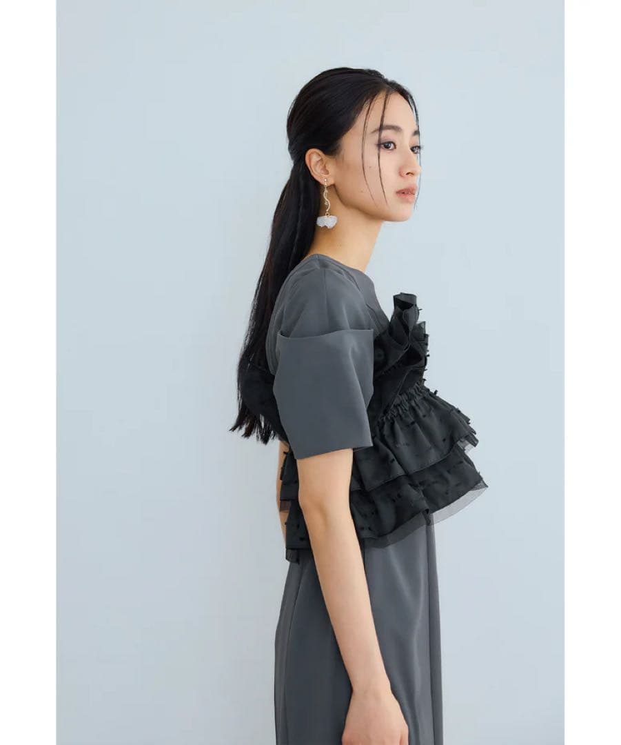 ANDRESD リボンジャガードビスチェドレスM