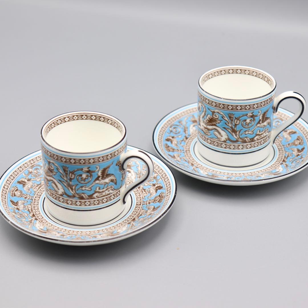 ウェッジウッド　フロレンティーンターコイズ　カップ＆ソーサー　２客　デミタス