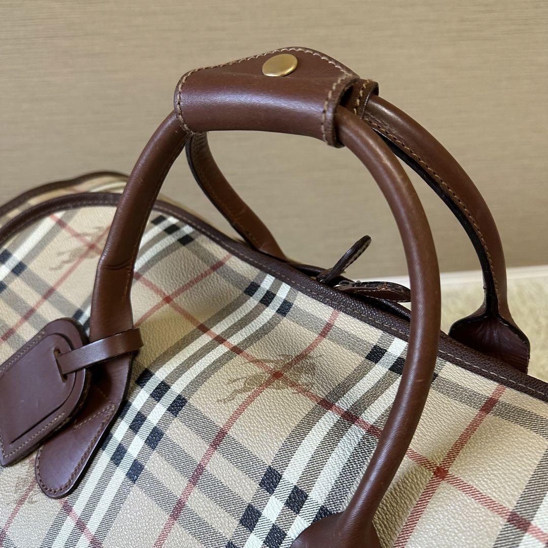【大容量】バーバリー ボストンバッグ 2way ノバチェック ホース PVC バーバリー ボストンバッグ 2way PVC ノバチェック シャドーホース