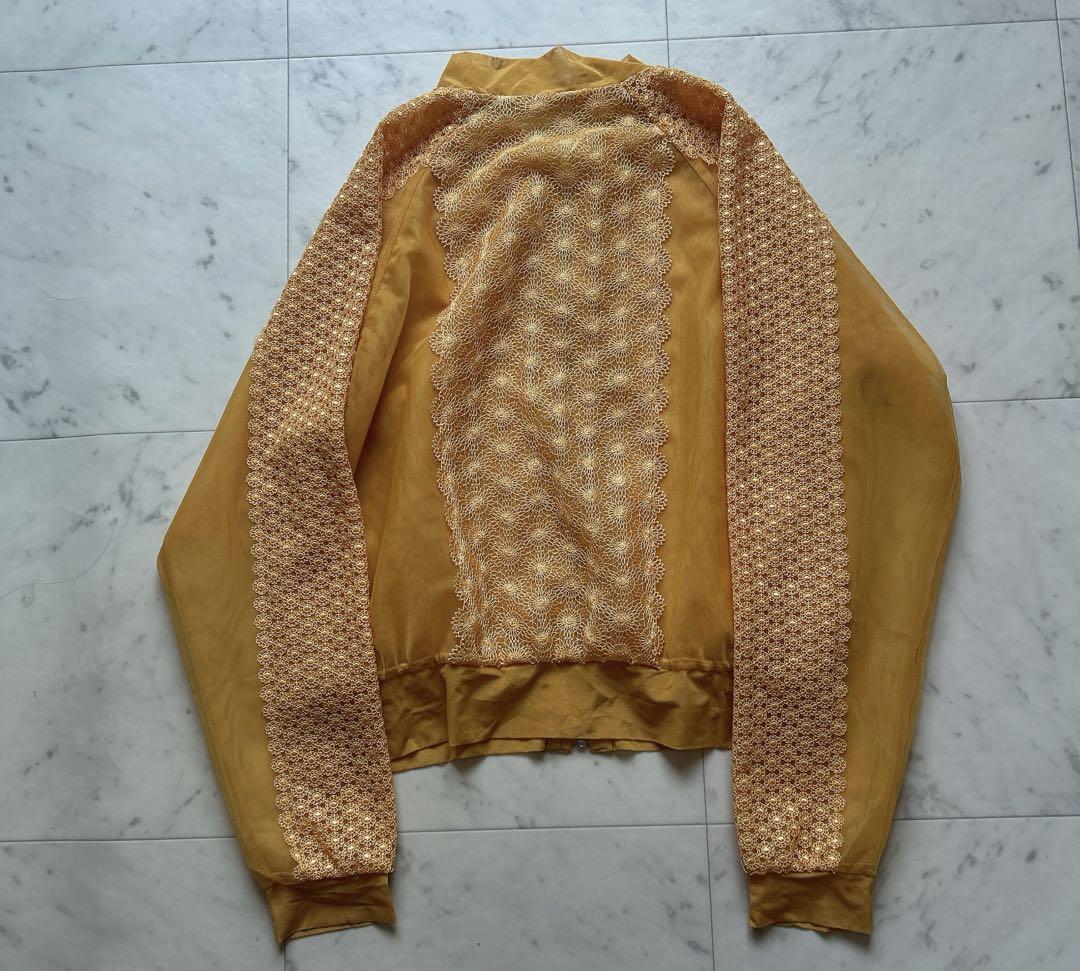 yue ワコール　レース　刺繍　ブルゾン　オレンジ　カーディガン yue ワコール レース 刺繍 ブルゾン オレンジ カーディガン