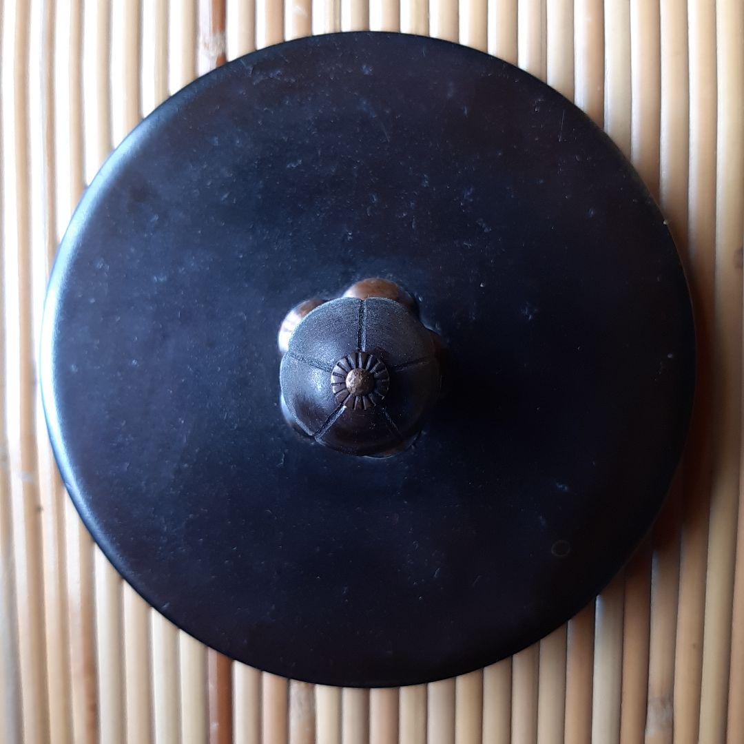 【未使用新品】松地紋　肩衝鉄瓶　銅蓋　角谷莎村　銘刻印　共箱