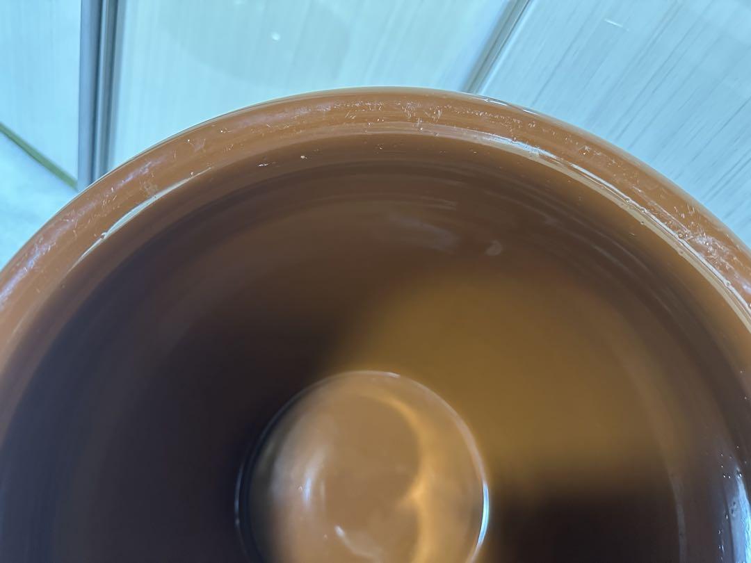 美品＊久松窯10号大型丸型蓋付き丸壺かめ漬け物容器味噌作り茶色ブラウン常滑焼＊