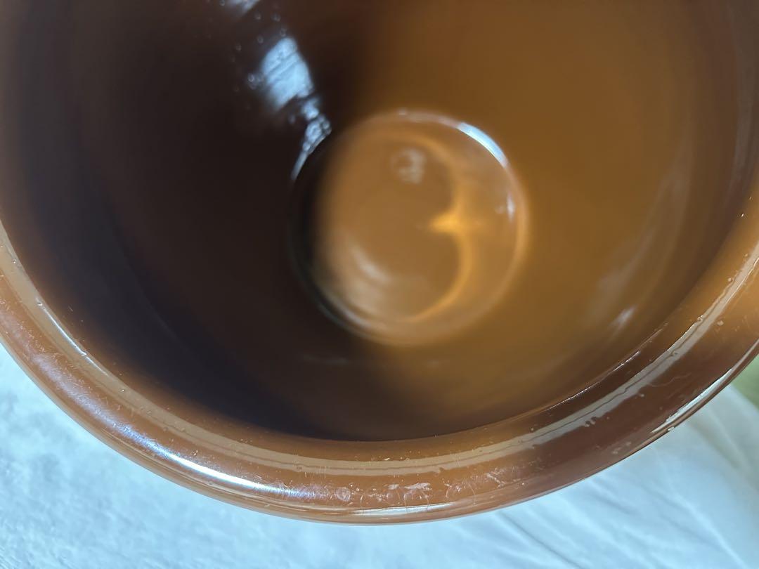 美品＊久松窯10号大型丸型蓋付き丸壺かめ漬け物容器味噌作り茶色ブラウン常滑焼＊