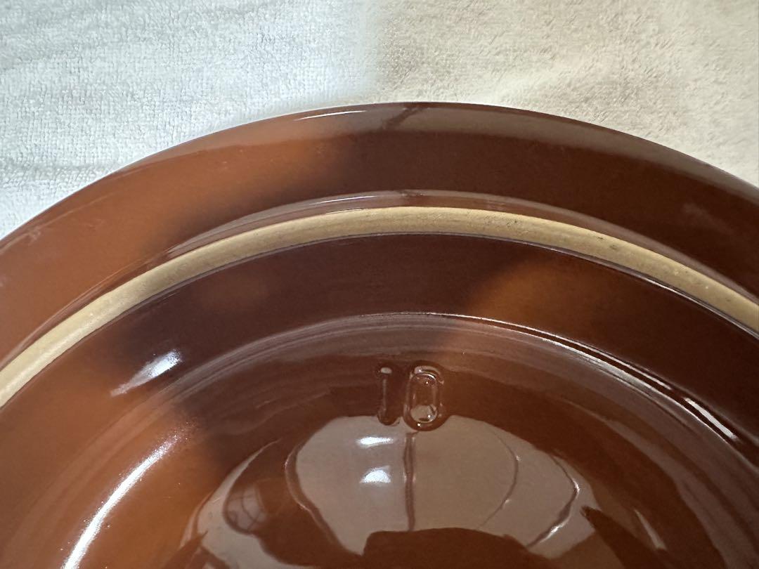 美品＊久松窯10号大型丸型蓋付き丸壺かめ漬け物容器味噌作り茶色ブラウン常滑焼＊