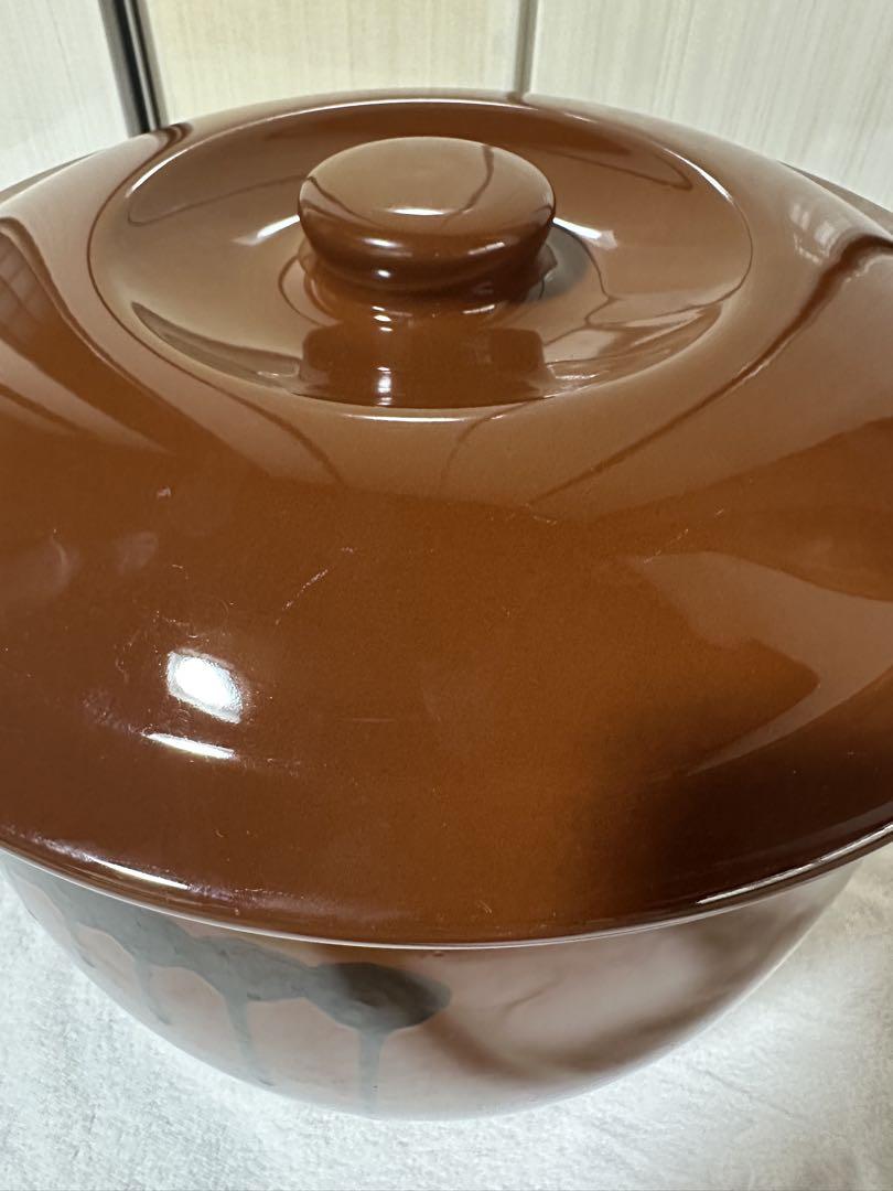 美品＊久松窯10号大型丸型蓋付き丸壺かめ漬け物容器味噌作り茶色ブラウン常滑焼＊