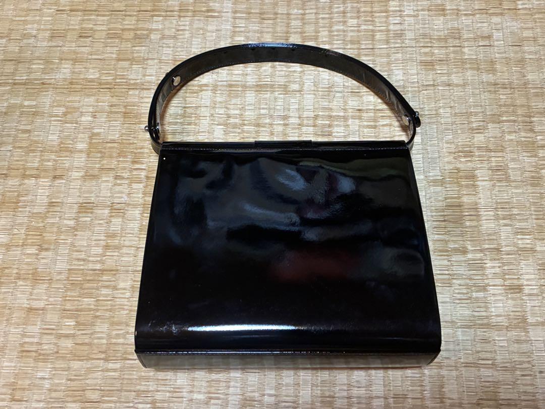 【美品】La Moda ハセガワ HASEGAWA 黒 ハンドバッグ ミラー付 美品】La Moda ハセガワ HASEGAWA 黒 ハンドバッグ ミラー付