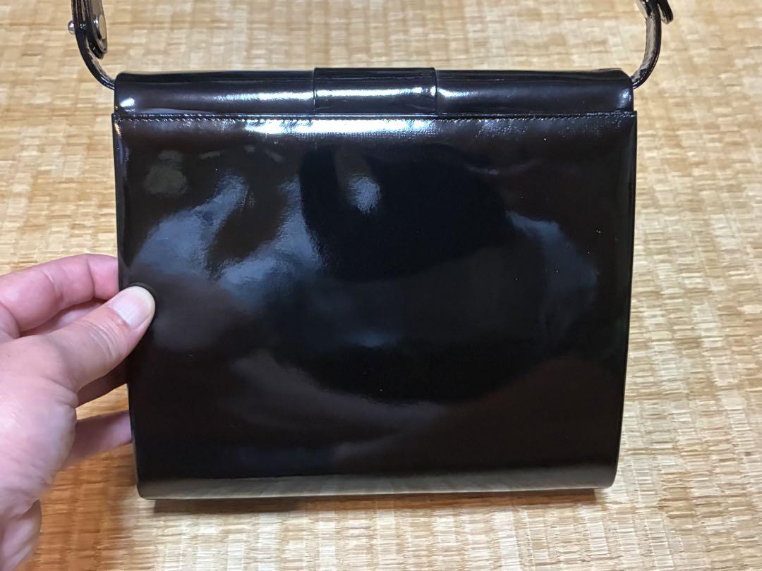 【美品】La Moda ハセガワ HASEGAWA 黒 ハンドバッグ ミラー付 美品】La Moda ハセガワ HASEGAWA 黒 ハンドバッグ ミラー付