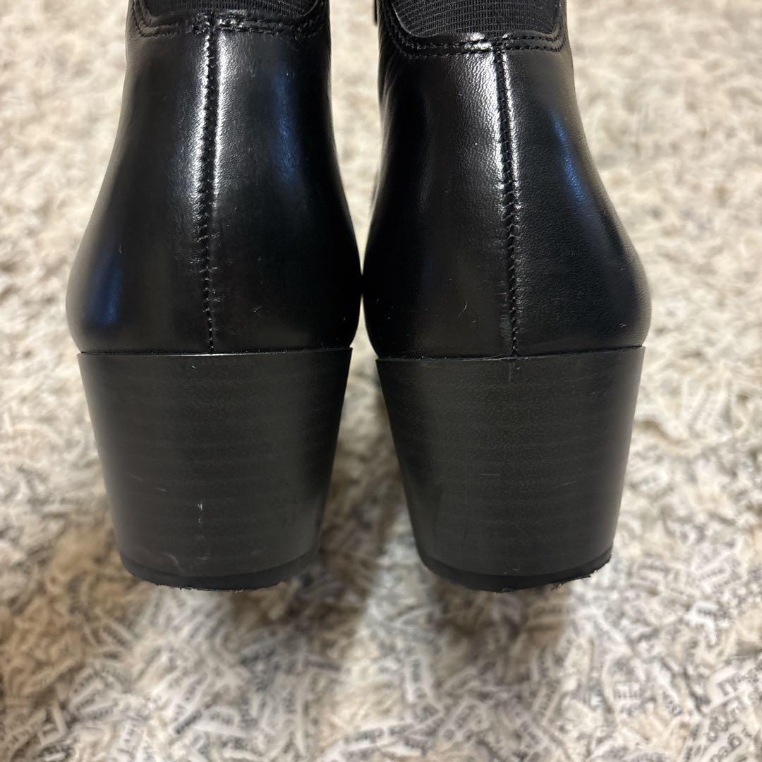 【美品】エコー レザー ショートブーツ サイドジップ　バックゴア 37