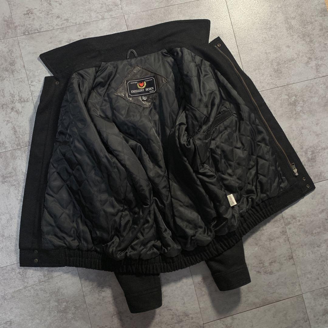 ジャケット・アウター 80s leather switching wool bomber jacket