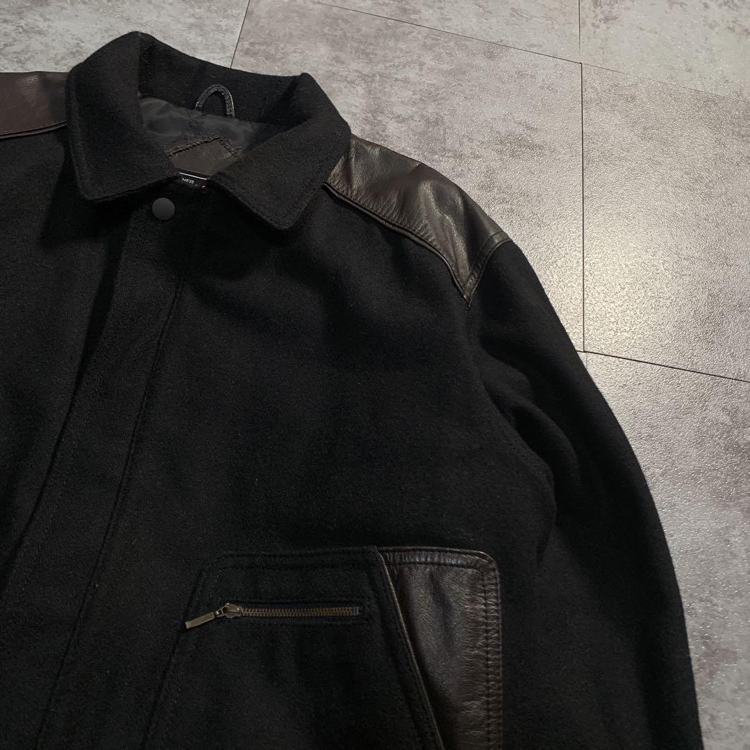 ジャケット・アウター 80s leather switching wool bomber jacket