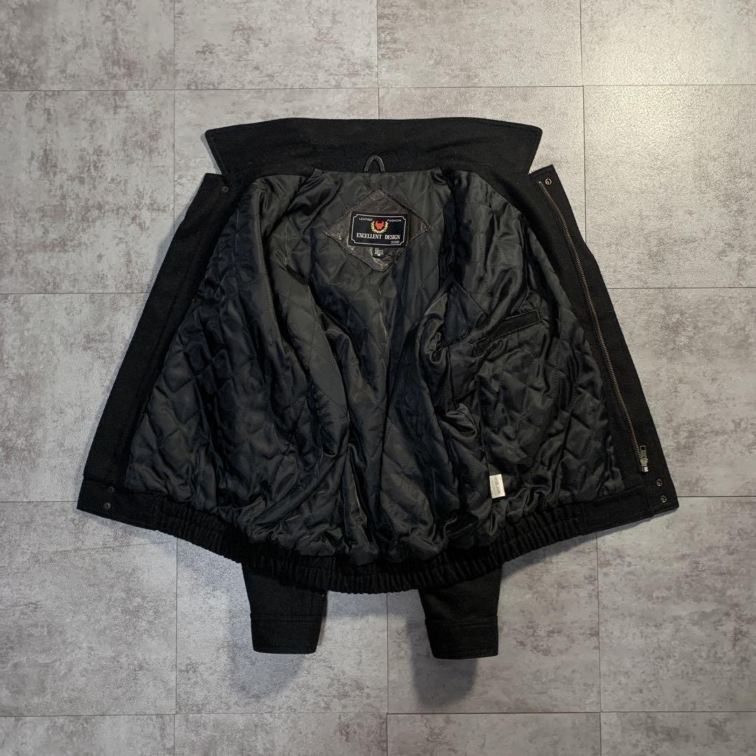 ジャケット・アウター 80s leather switching wool bomber jacket