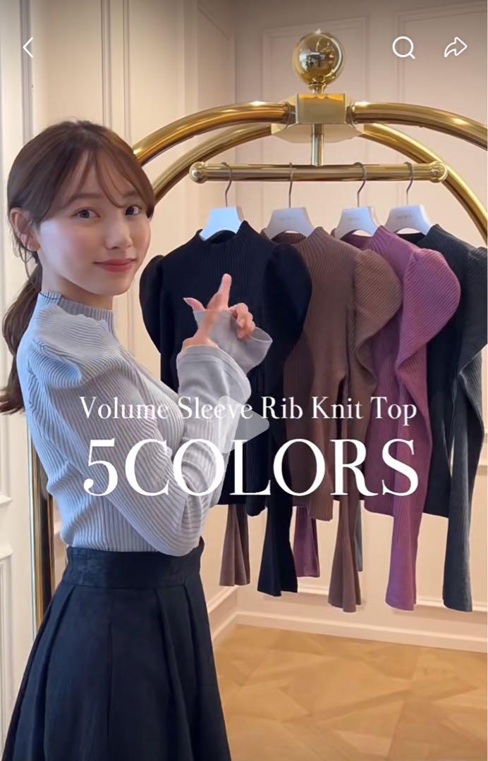 トップス Helipto Volume Sleeve Rib Knit Top Herlipto Volume Sleeve Rib Knit Topオンライン セール