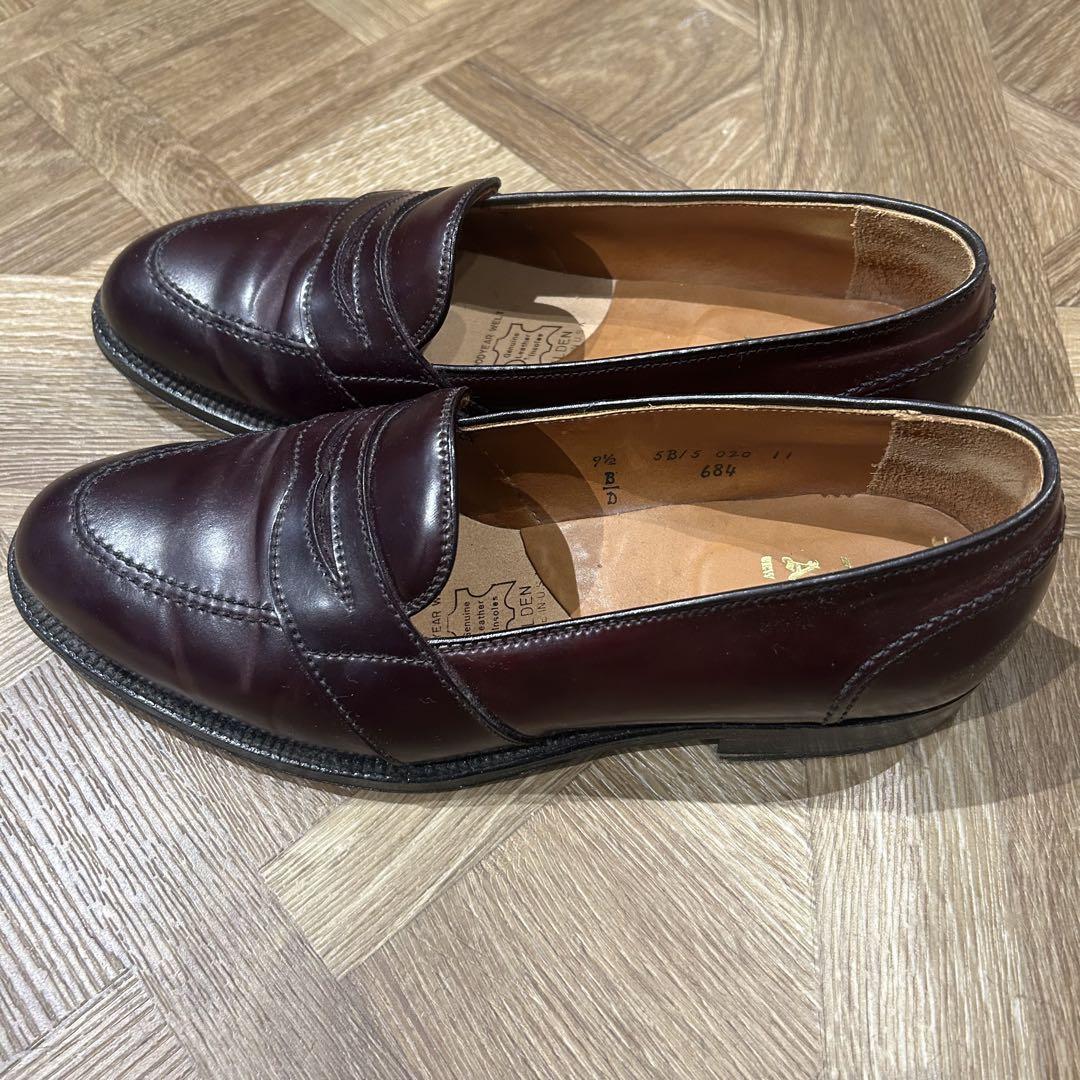 Alden 684 バーガンディー フルストラップローファー US9.5