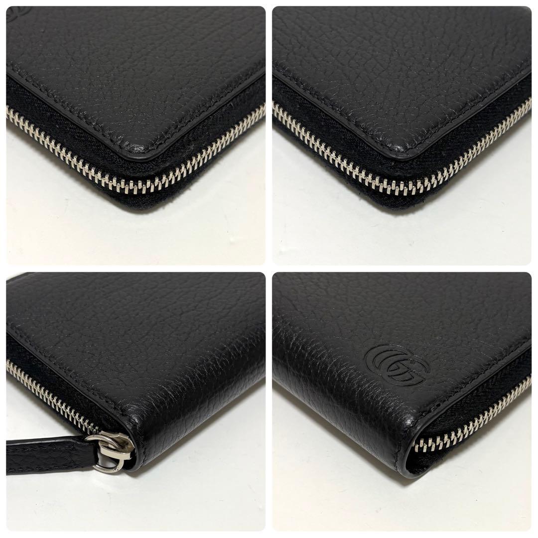 341箱付✨極美品✨グッチ 長財布 ダブルG エンボス ラウンドファスナー 黒