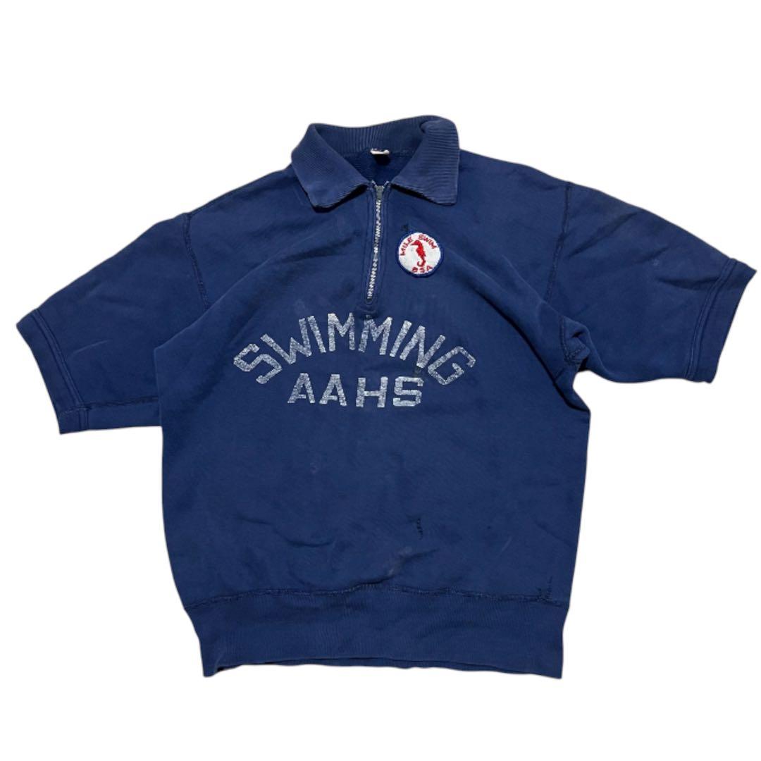 60s Russell Southern 半袖スウェット ハーフジップ 紺S RUSSELL