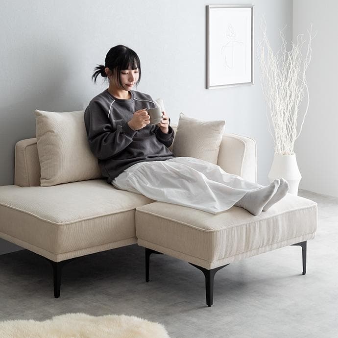 ソファ カウチソファ ソファー オットマン付き 2人掛け 3人掛け アイボリー