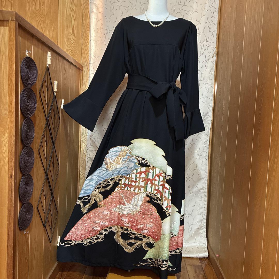 NO91 着物リメイクワンピース　留袖リメイクワンピース