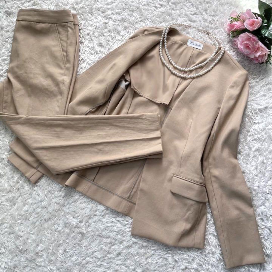 ✨極美品✨　プラステ　ノーカラー　ストレッチ　パンツスーツセットアップ　洗濯可能