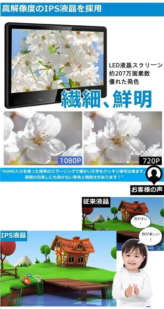 2台セット 後部座席用10.6 インチ DVD プレーヤー BRIGHTFACE_UK