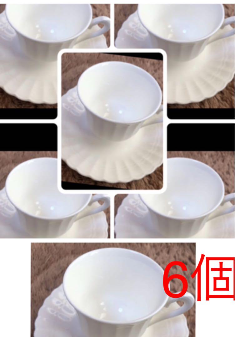 ノリタケボーンチャイナカップ& ソーサー 6客白