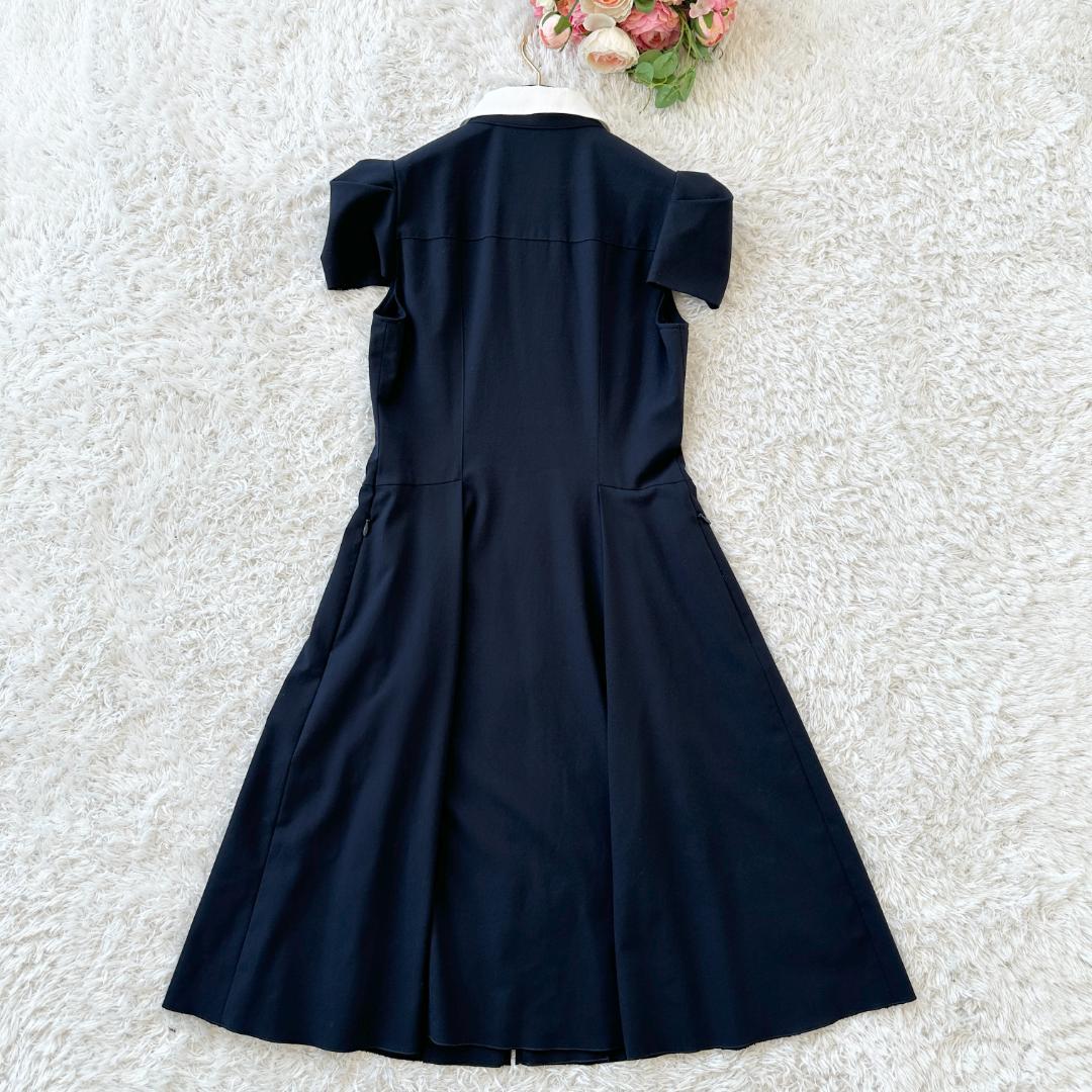 FOXEY NEW YORK ネイビー 半袖 白襟ワンピース FOXEY NEW YORK ネイビー 半袖 白襟ワンピース
