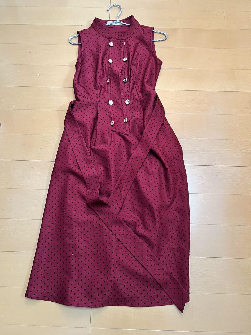 【美品】銀座クチュール　ドット柄ミディアムワンピース