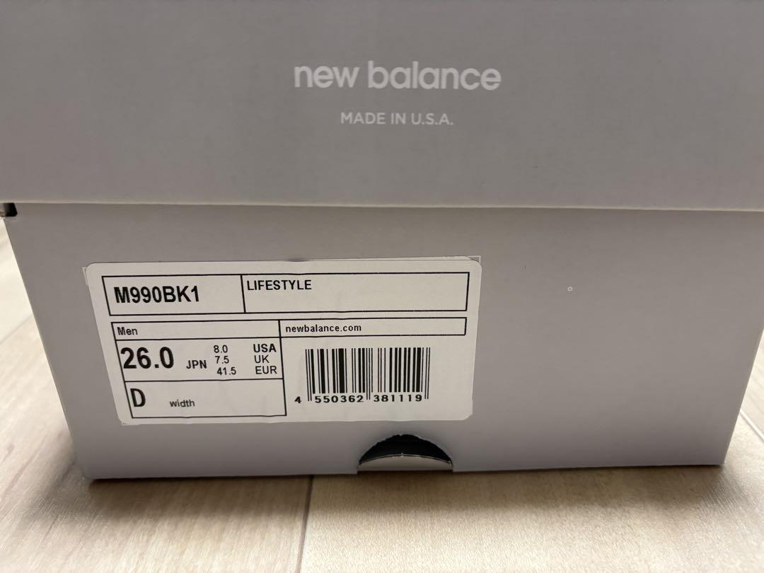 New Balance M990BK1 26.0cm ブラック