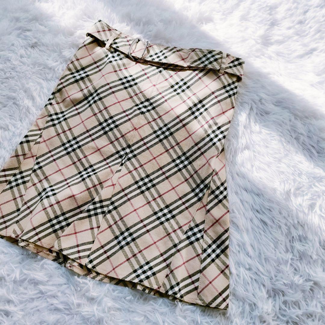BURBERRY BLUE LABEL ノバチェック　スカート　ベージュ　ベルト 公式 ストアファッション - 【バーバリーブルーレーベル