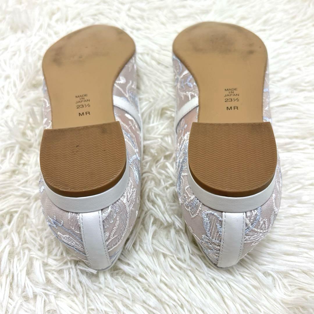 【未使用級】ダイアナ フラットシューズ パンプス レース 花柄 23.5