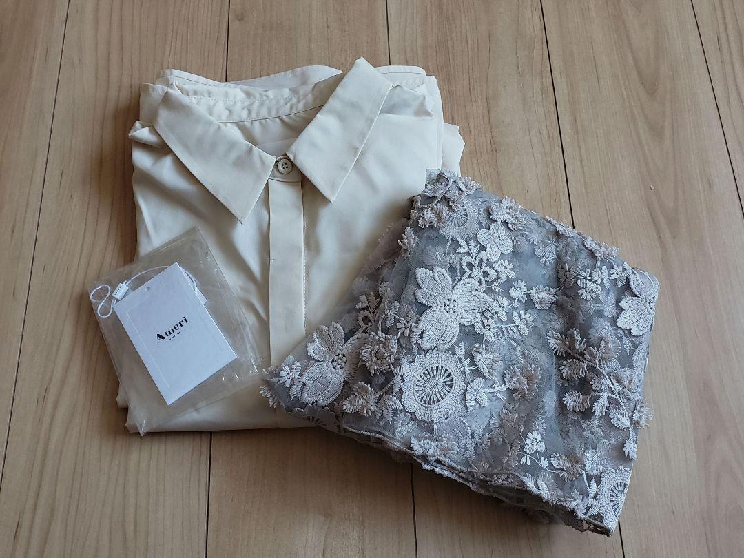 Ameri VINTAGE　LACE LAYERED SHIRT DRESS